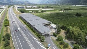 Folding solar panel roofs at rest stops